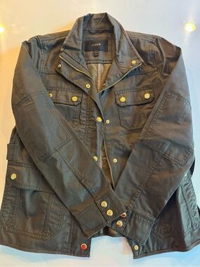 J. Crew Olive Field Jacket with Gold-Tone Hardware